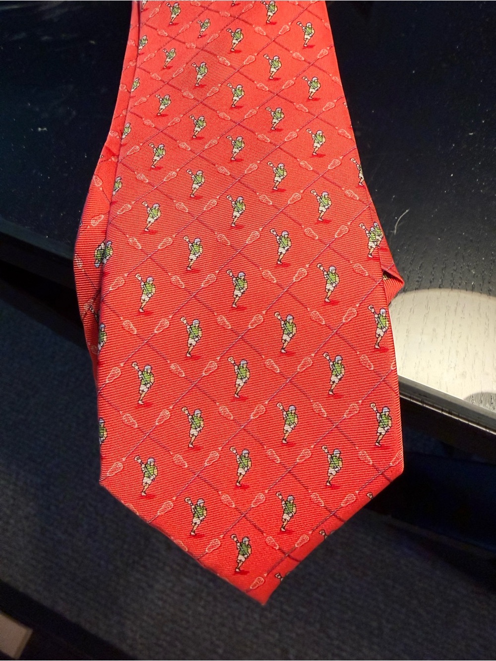 Bird Dog Bay Red Novelty Lacrosse Silk Tie